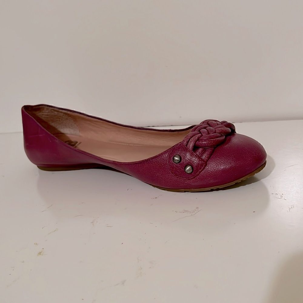 Gianni Gino Purple Leather Ballerina Flats with Braided Accents Size 6.5